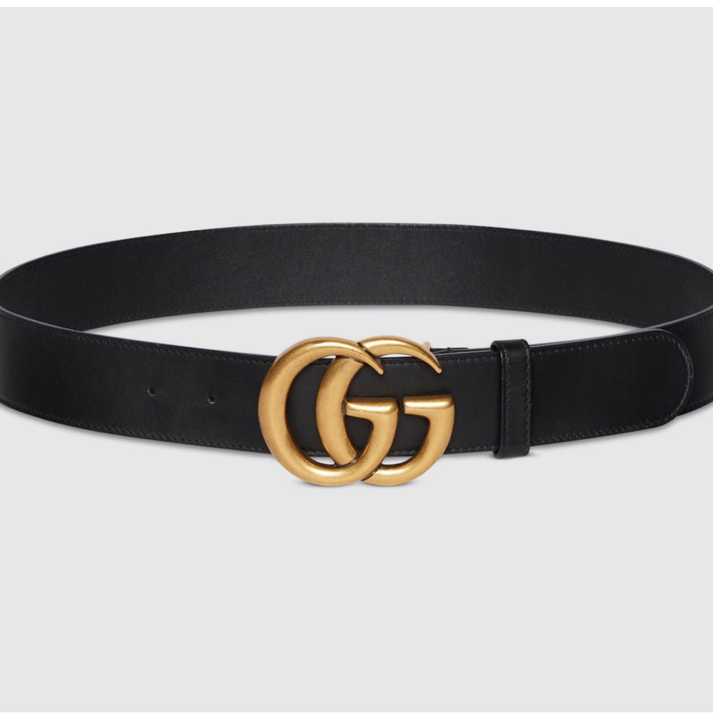 Gucci Black Leather Belt with Gold Buckle - Picture 1 of 1